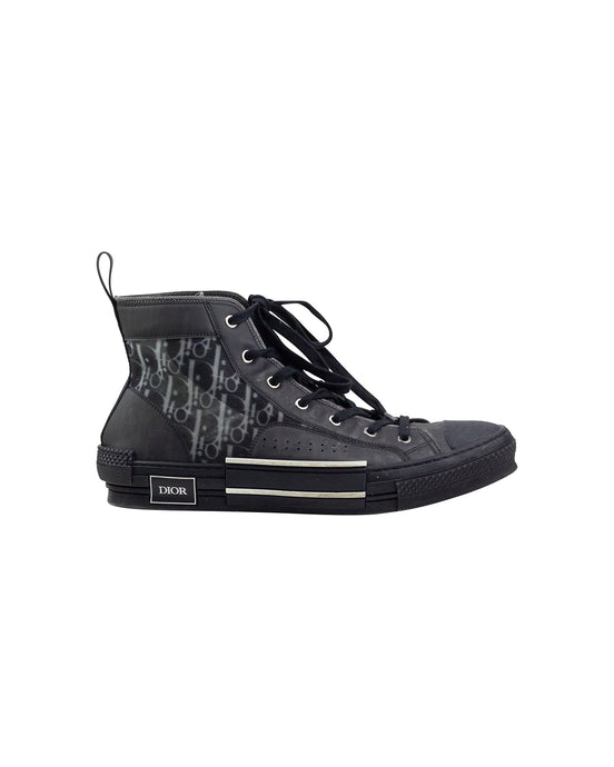 Dior B23 High Top Sneakers Black Canvas Size 45 