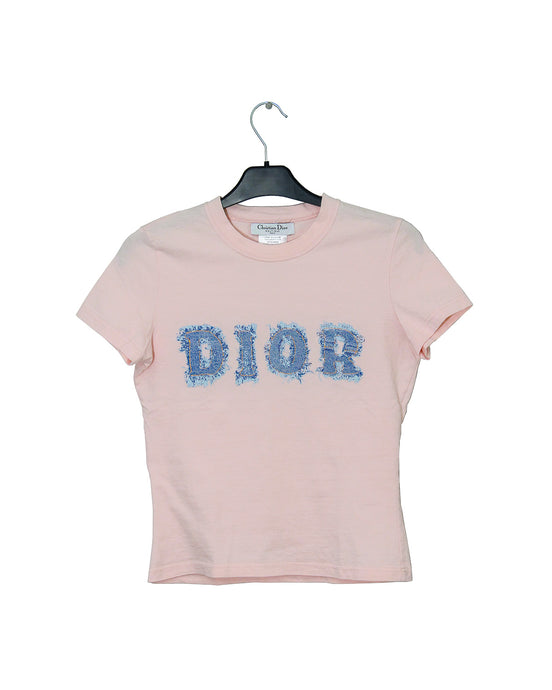Vintage Pink Dior Denim Script T-Shirt 