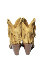 Load image into Gallery viewer, Saint Laurent Womens Fringed Boots Back