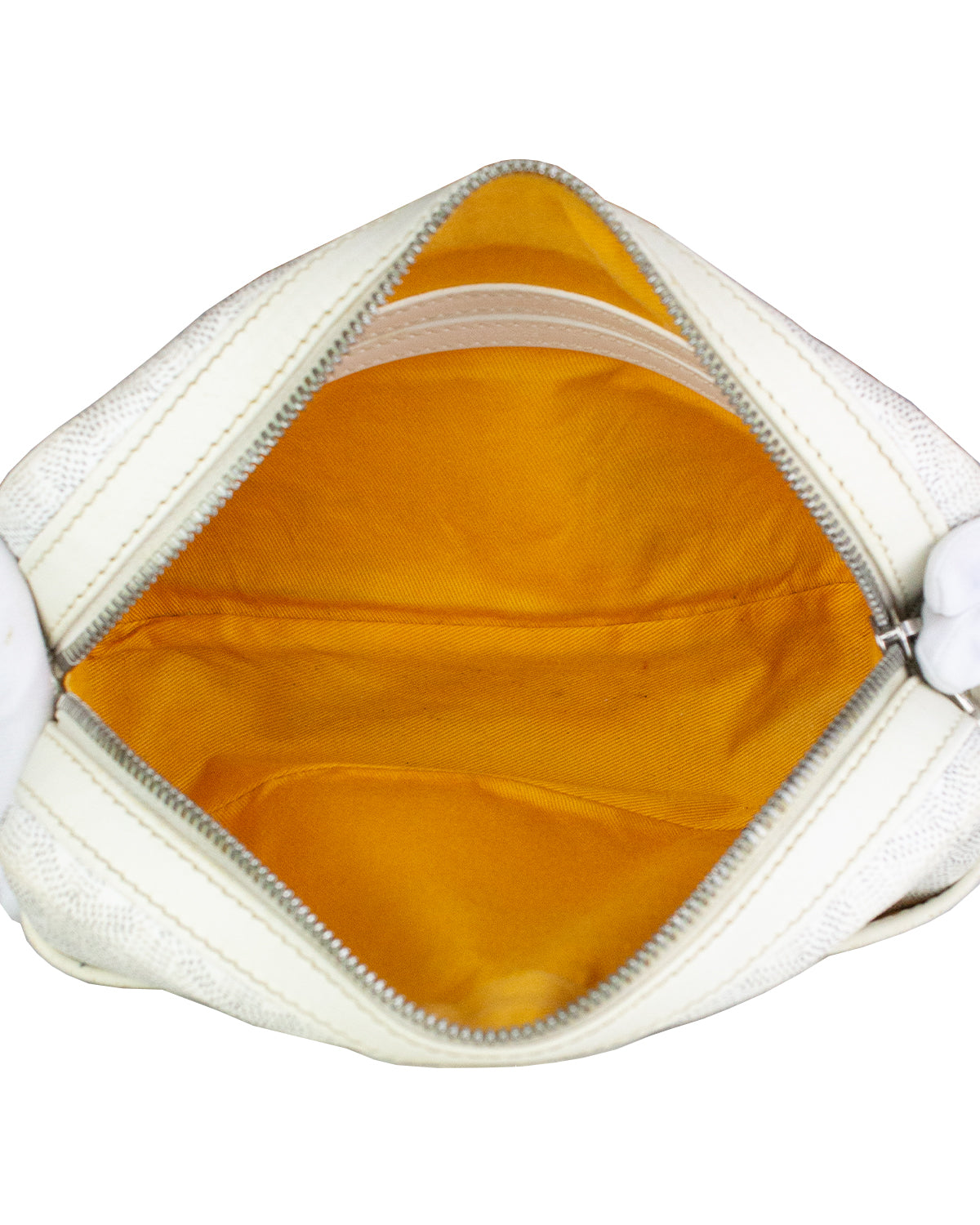 Goyard Cap Vert Shoulder Bag White Zipper Closure 13X23X7Cm Scratches Rare