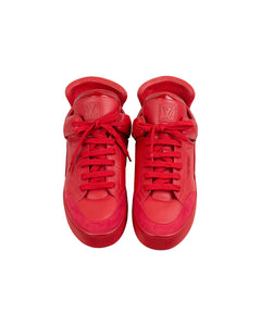 Louis Vuitton x Kanye West Red Leather and Suede Don High Top Sneakers Size  43.5
